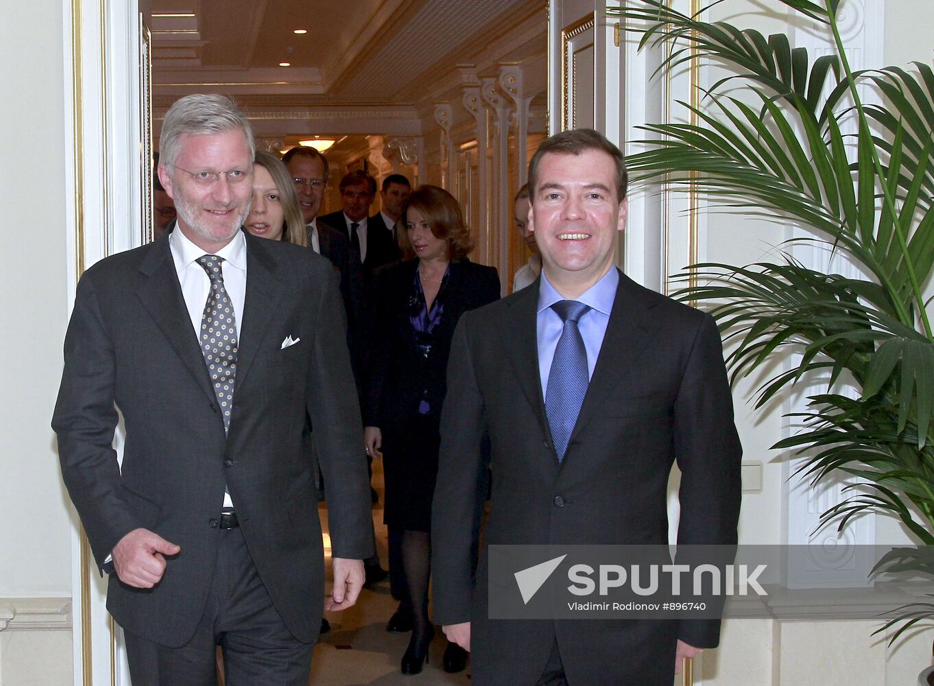 Dmitry Medvedev meets Prince Philippe of Belgium