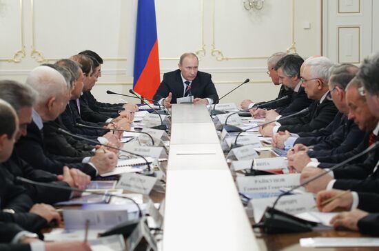 Vladimir Putin conducts meeting in Novo-Ogaryovo