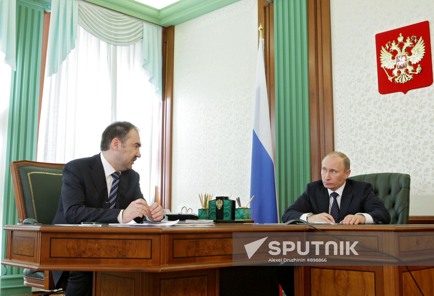 Russian Prime Minister Vladimir Putin holds teleconference