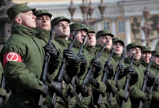 Rehearsal for Victory Day Parade on Palace Square