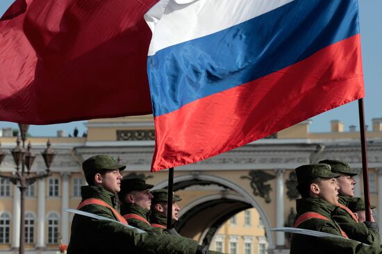Rehearsal for Victory Day Parade on Palace Square