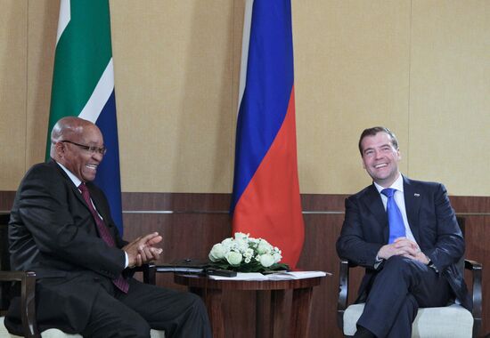 Russian and RSA Presidents Dmitry Medvedev and Jacob Zuma