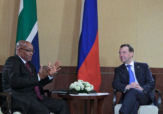 Russian and RSA Presidents Dmitry Medvedev and Jacob Zuma
