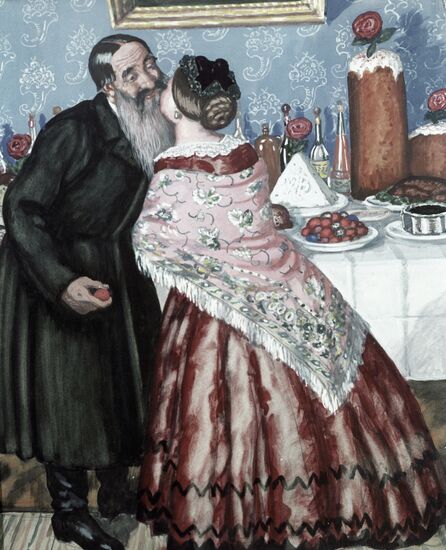 KUSTODIYEV PAINTING "EASTER SALUTATION" 