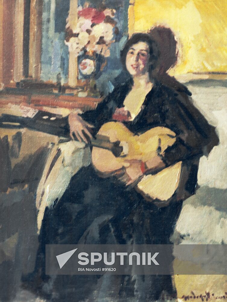 KOROVIN "THE LADY WITH THE GUITAR" PAINTING