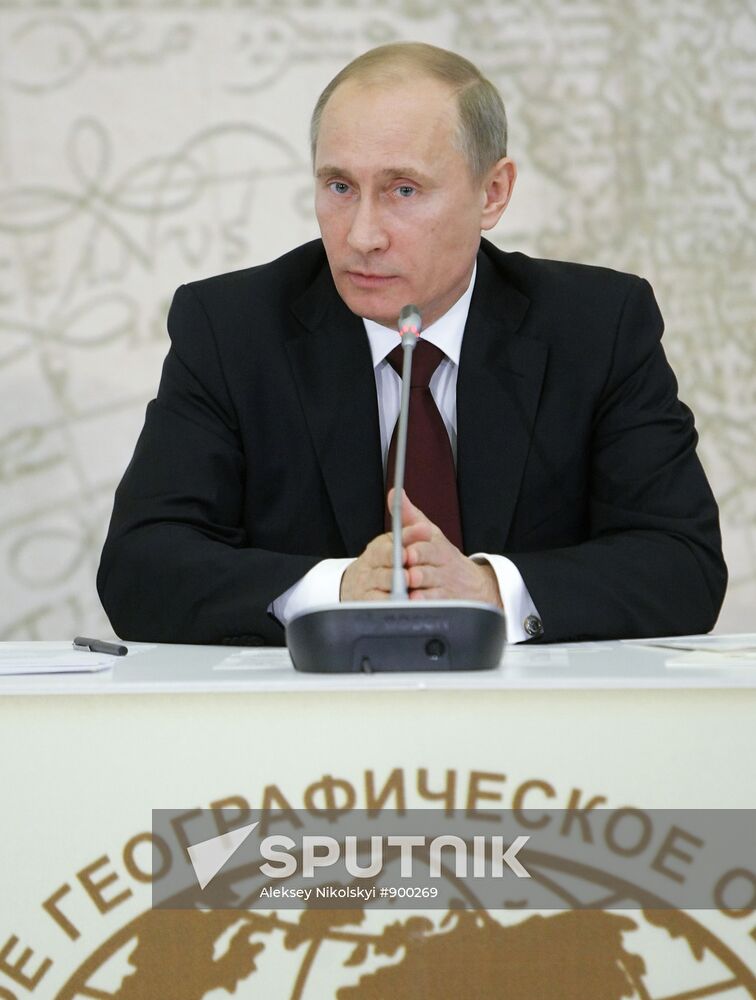 Vladimir Putin attends RGS Board of Trustees meeting, Moscow