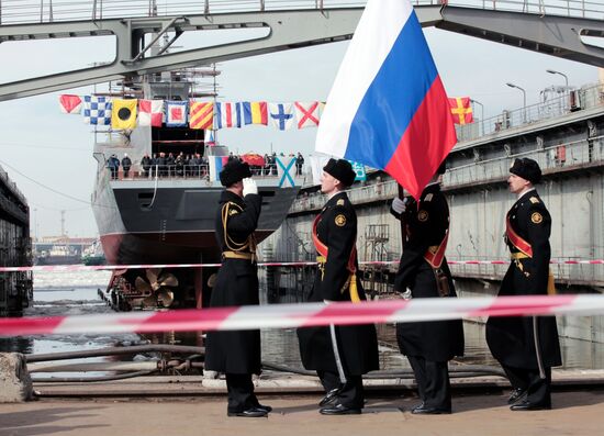 Launching the Boikiy corvette in St.Petersburg