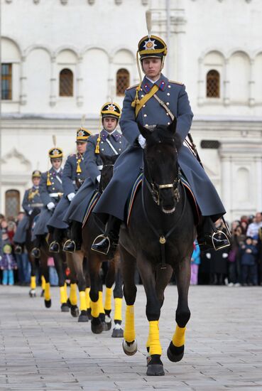 Kremlin Regiment foot and horse guard mounting ceremony