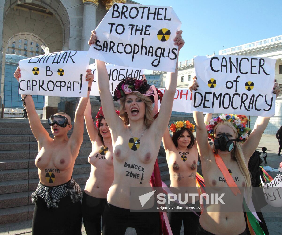 FEMEN activists hold Brothel To The Sarcophagus rally in Kiev