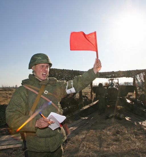 Missile commander directing battery's shooting