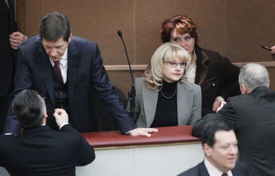 Alexander Zhukov, Tatyana Golikova and Yelena Skrynnik
