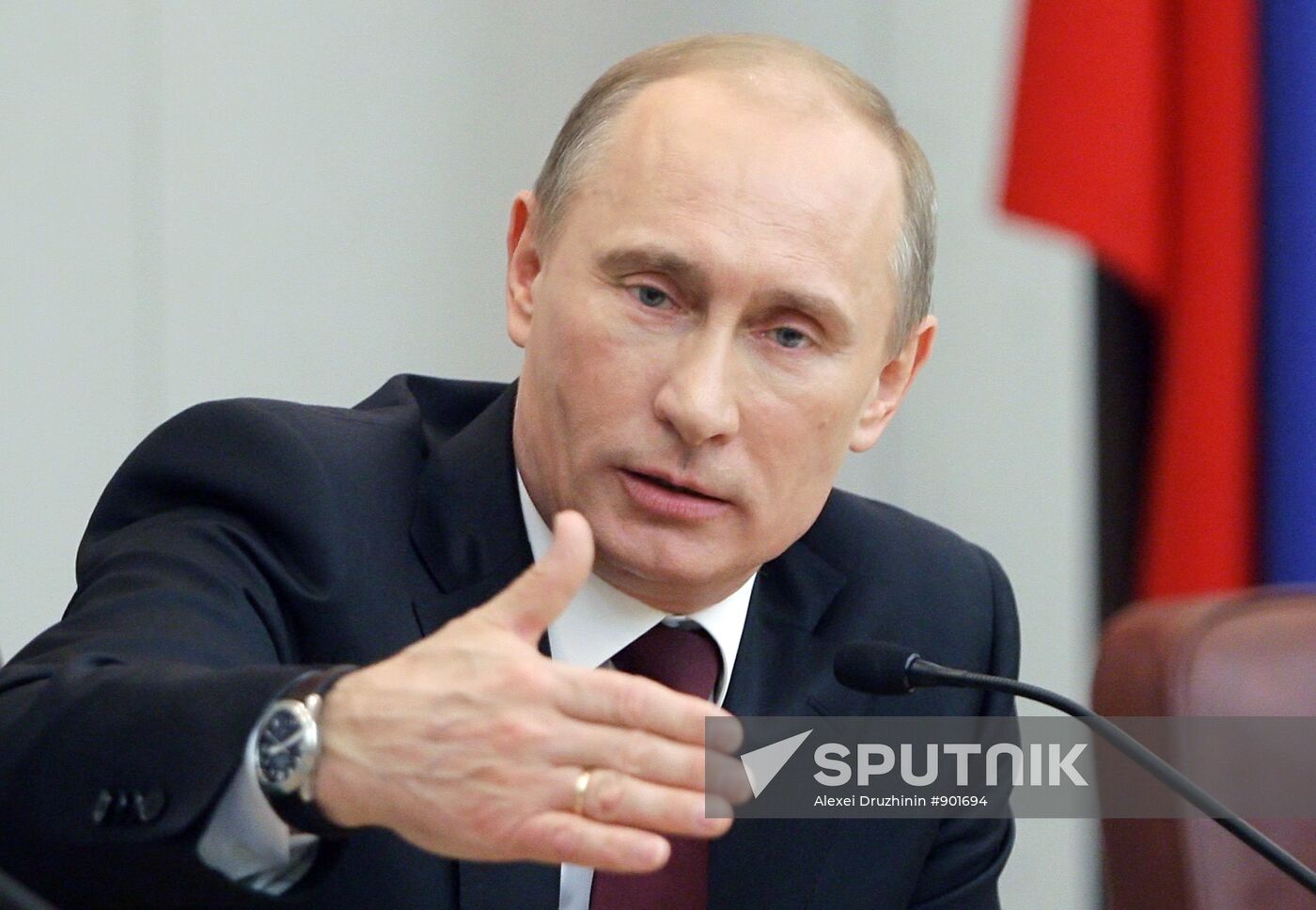 Russian Prime Minister Vladimir Putin speaking at State Duma