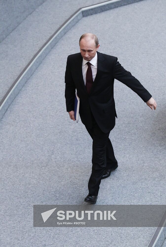 Vladimir Putin makes annual address to State Duma