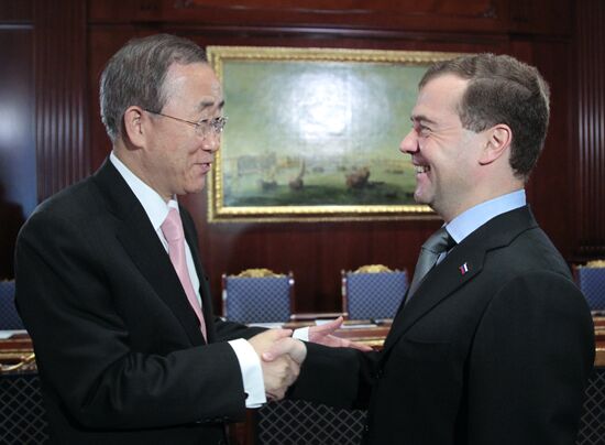 Dmitry Medvedev meets with Ban Ki-moon