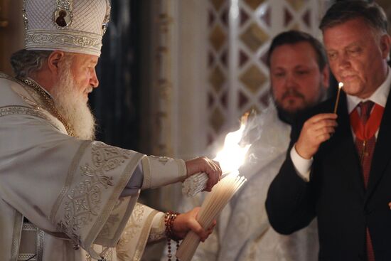 Easter service at Christ the Savior Cathedral in Moscow