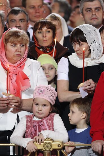 Easter service at Christ the Savior Cathedral in Moscow