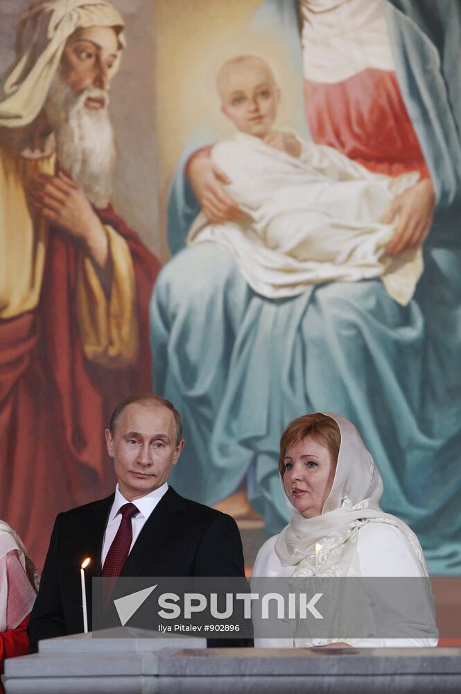 V. Putin at Christ the Savior Cathedral Moscow