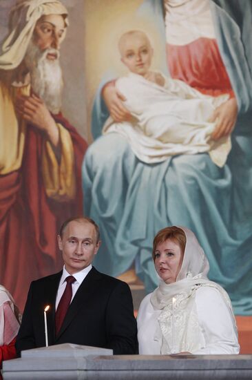V. Putin at Christ the Savior Cathedral Moscow