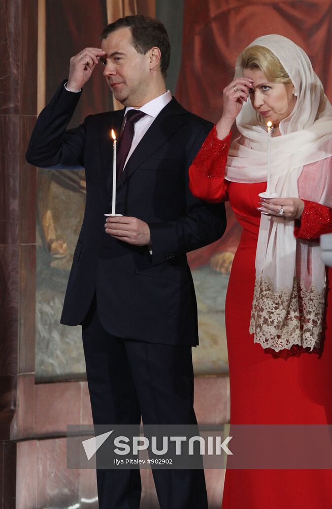 D. Medvedev at Christ the Savior Cathedral Moscow