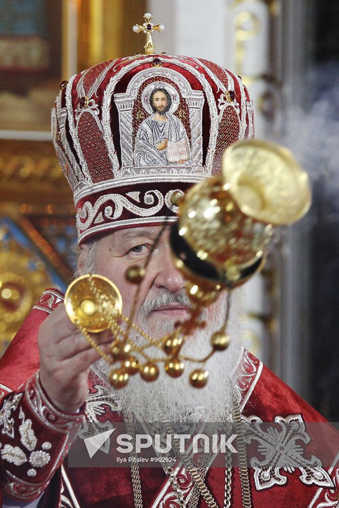 Easter service at Christ the Savior Cathedral in Moscow