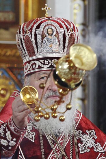 Easter service at Christ the Savior Cathedral in Moscow