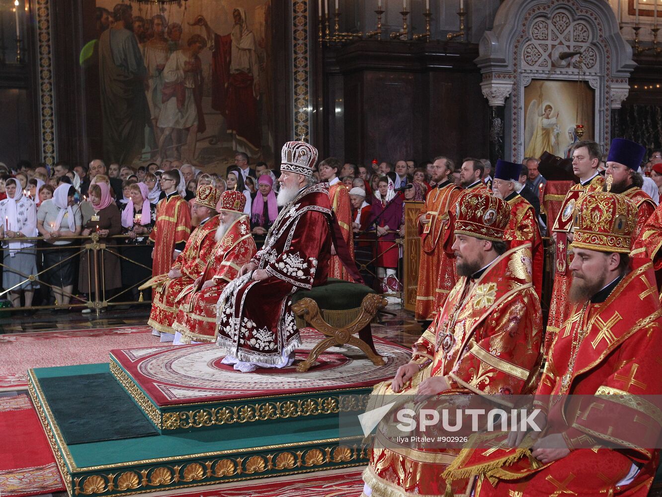 Easter service at Christ the Savior Cathedral in Moscow