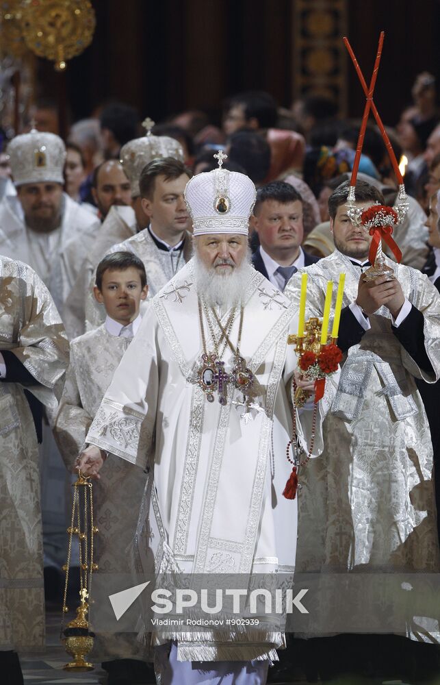 Easter service at Moscow's Christ the Savior Cathedral