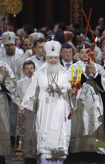 Easter service at Moscow's Christ the Savior Cathedral