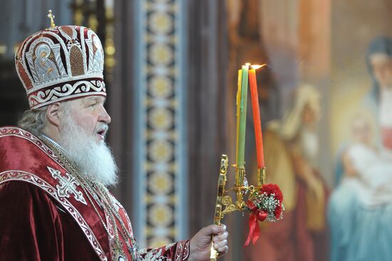 Easter service at Christ the Savior Cathedral in Moscow