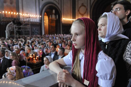 Easter service at Moscow's Christ the Savior Cathedral