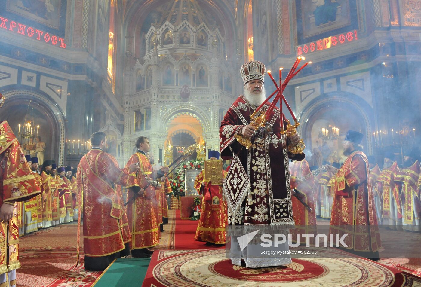 Easter service at Christ the Savior Cathedral in Moscow