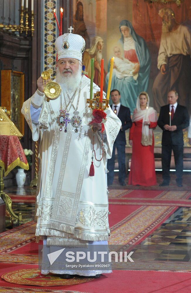 Easter service at Moscow's Christ the Savior Cathedral