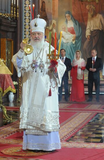 Easter service at Moscow's Christ the Savior Cathedral