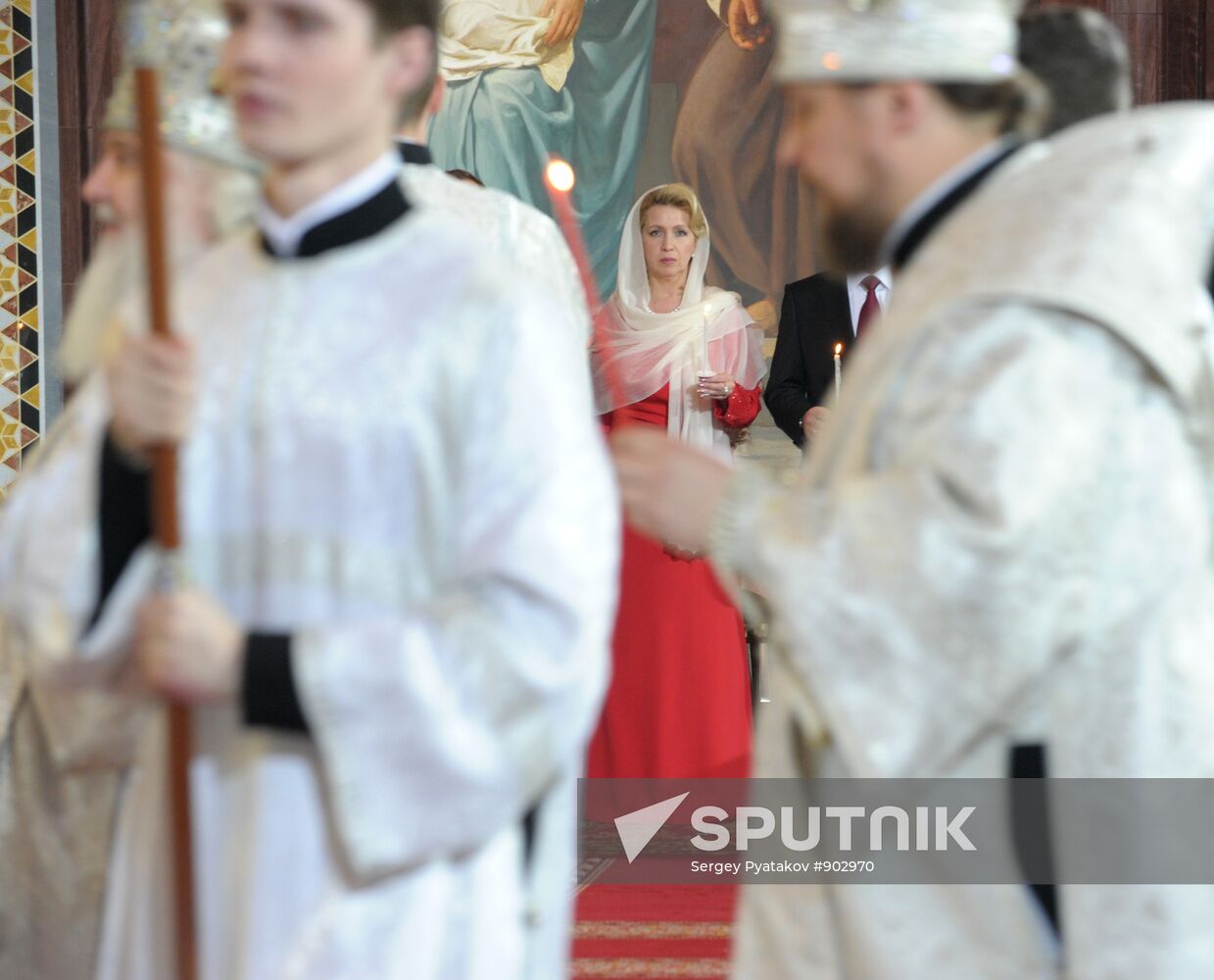 Svetlana Medvedeva attends Easter service