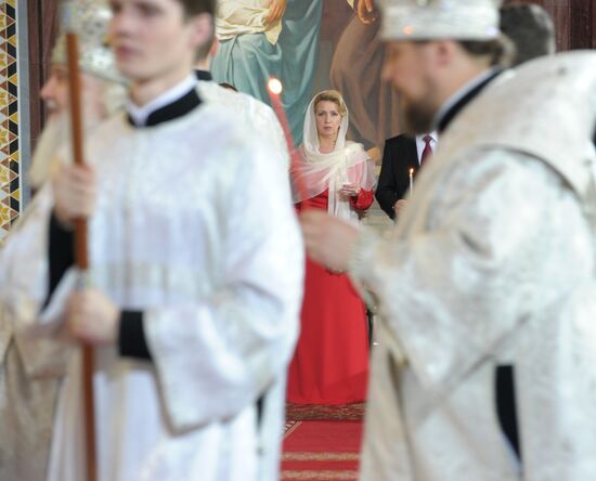 Svetlana Medvedeva attends Easter service