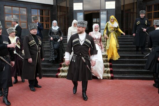 R. Kadyrov takes part in celebrations for Chechen Language Day