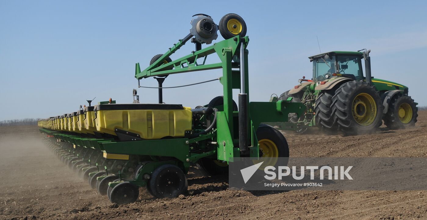 Sowing time on the crop fields on the South of Russia