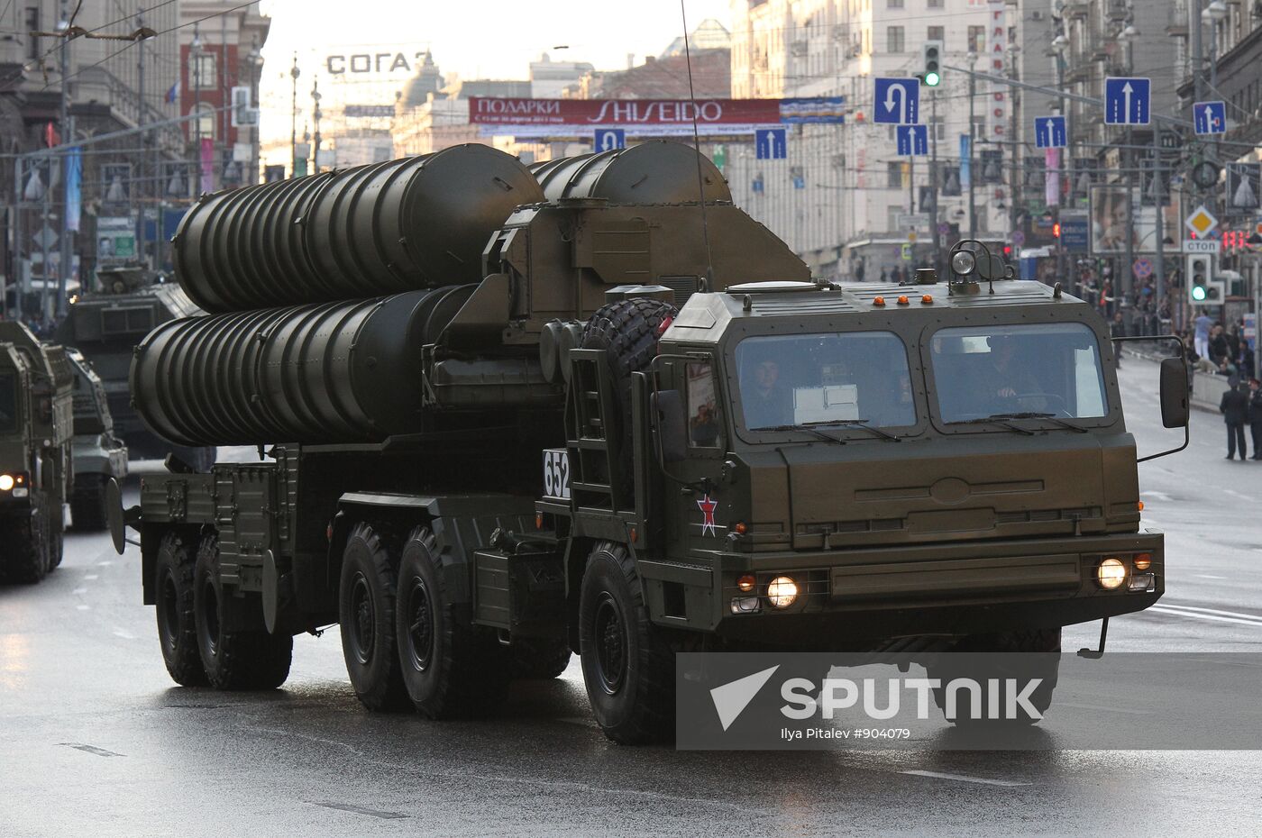 Military equipment advance for Victory Parade drill