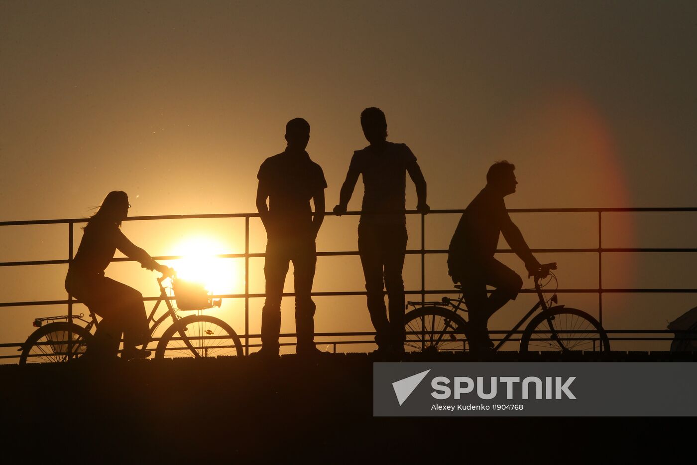 Citizens on an embankment in Dusseldorf