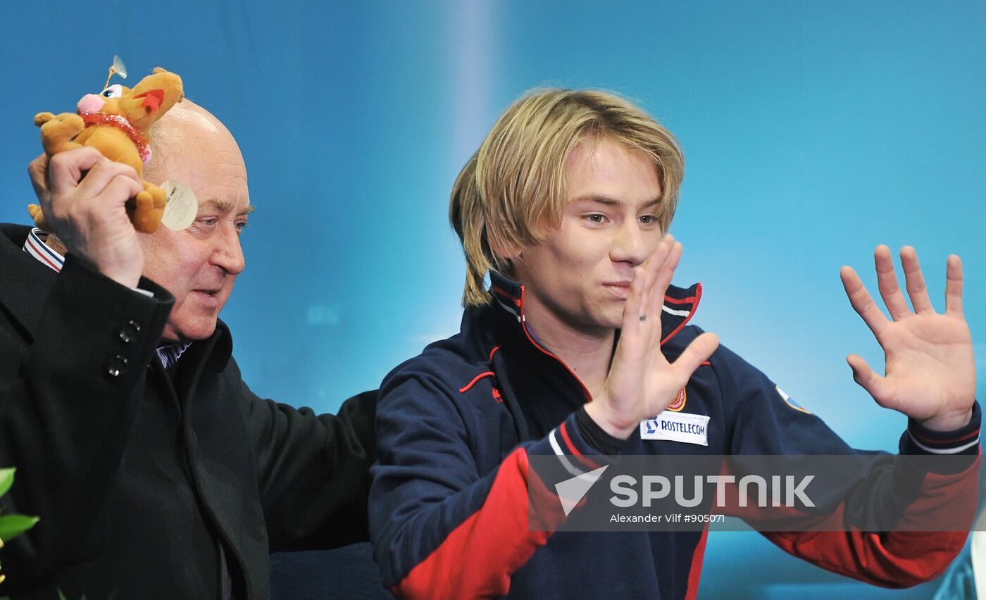 Russia's Arthur Gatchinsky (right) on performing his free skating program at the Men's Events of the World Figure Skating Championship 2011. Location: Russia, Moscow. Author: Alexander Vilf/Sputnik. Arthur Gatchinsky