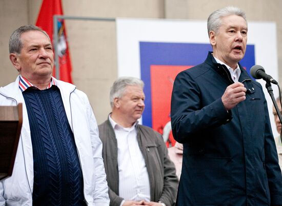 Sergei Sobyanin at rally dedicated to Spring and Labor Day
