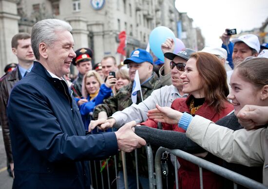 Sergei Sobyanin at rally dedicated to Spring and Labor Day
