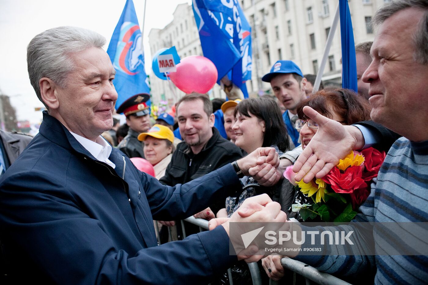 Sergei Sobyanin at rally dedicated to Spring and Labor Day