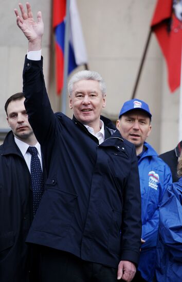 Sergei Sobyanin at rally dedicated to Spring and Labor Day