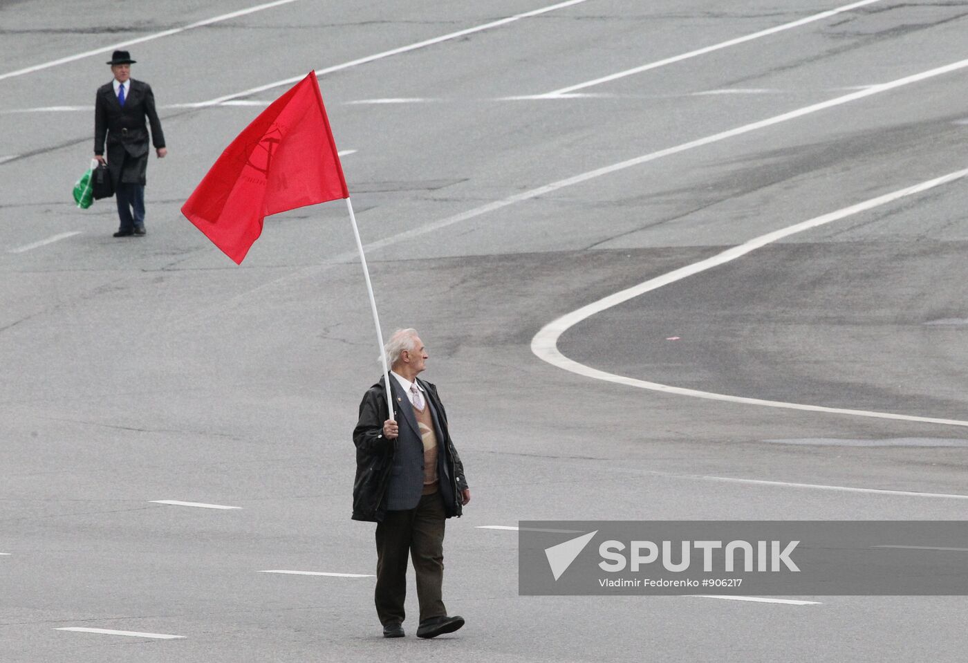 Participant of Communists' Labor Day march in Moscow