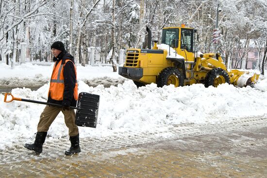 Aftermath of snow cyclone in Yuzhno-Sakhalinsk