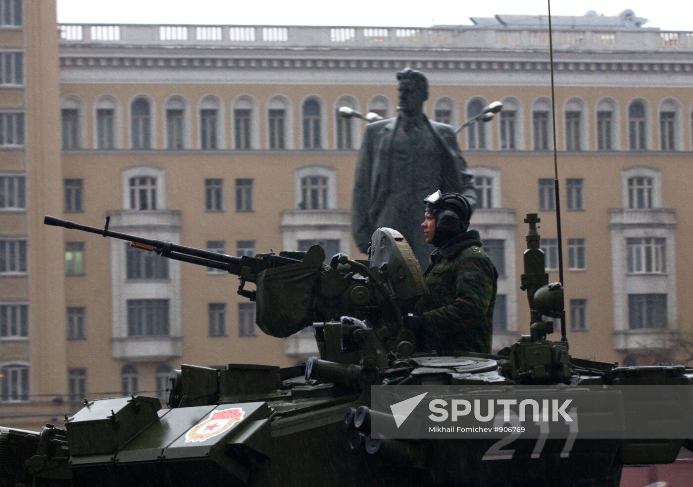 Military vehicles heading for Victory Parade rehearsal