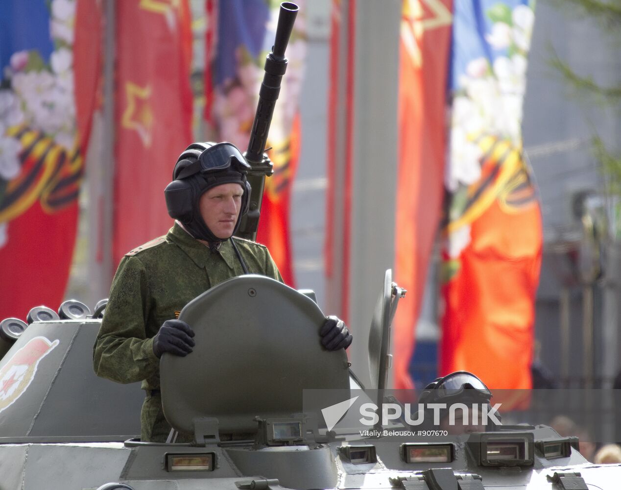 Military vehicles in Moscow after Victory Parade rehearsal