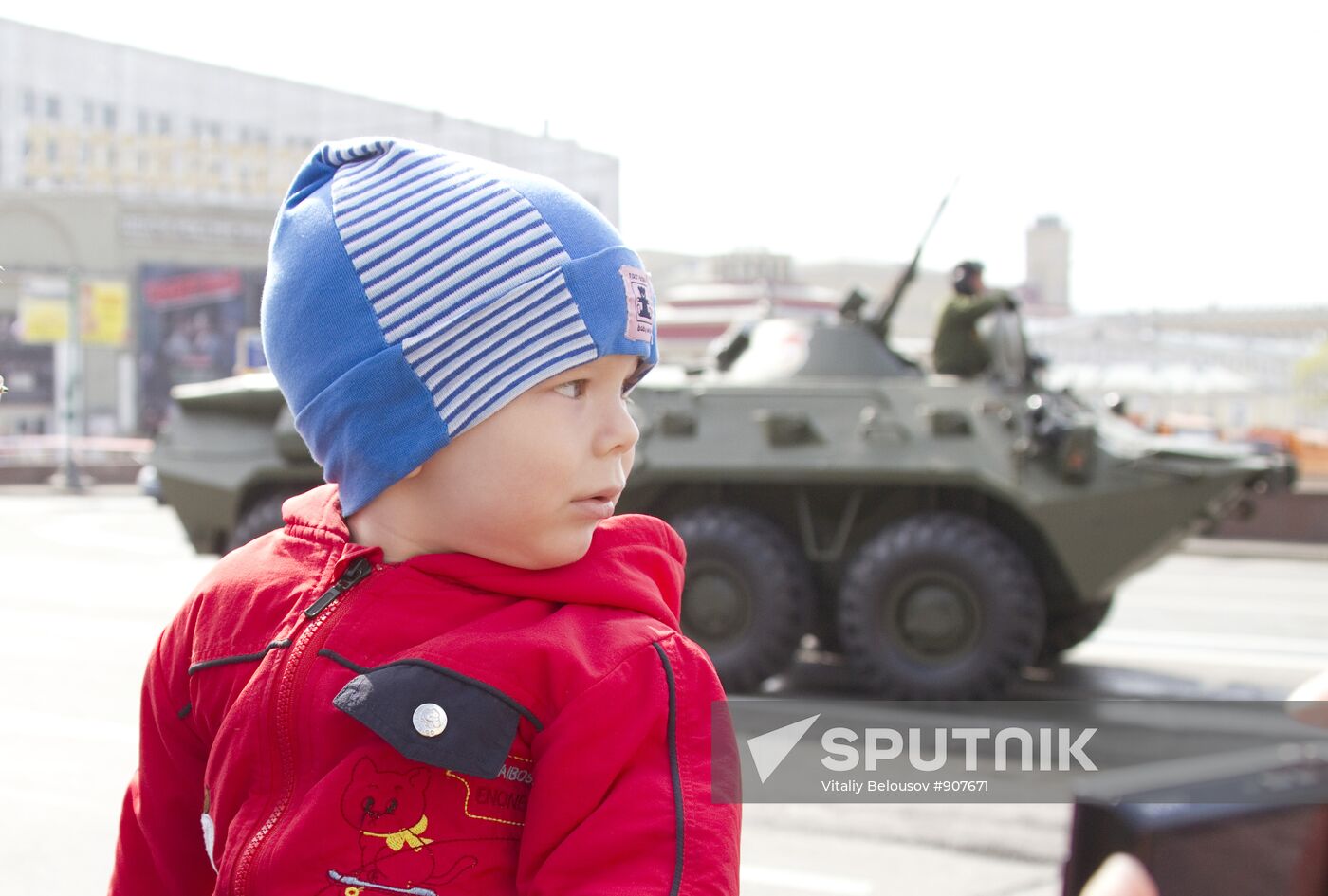 Military vehicles in Moscow after Victory Parade rehearsal