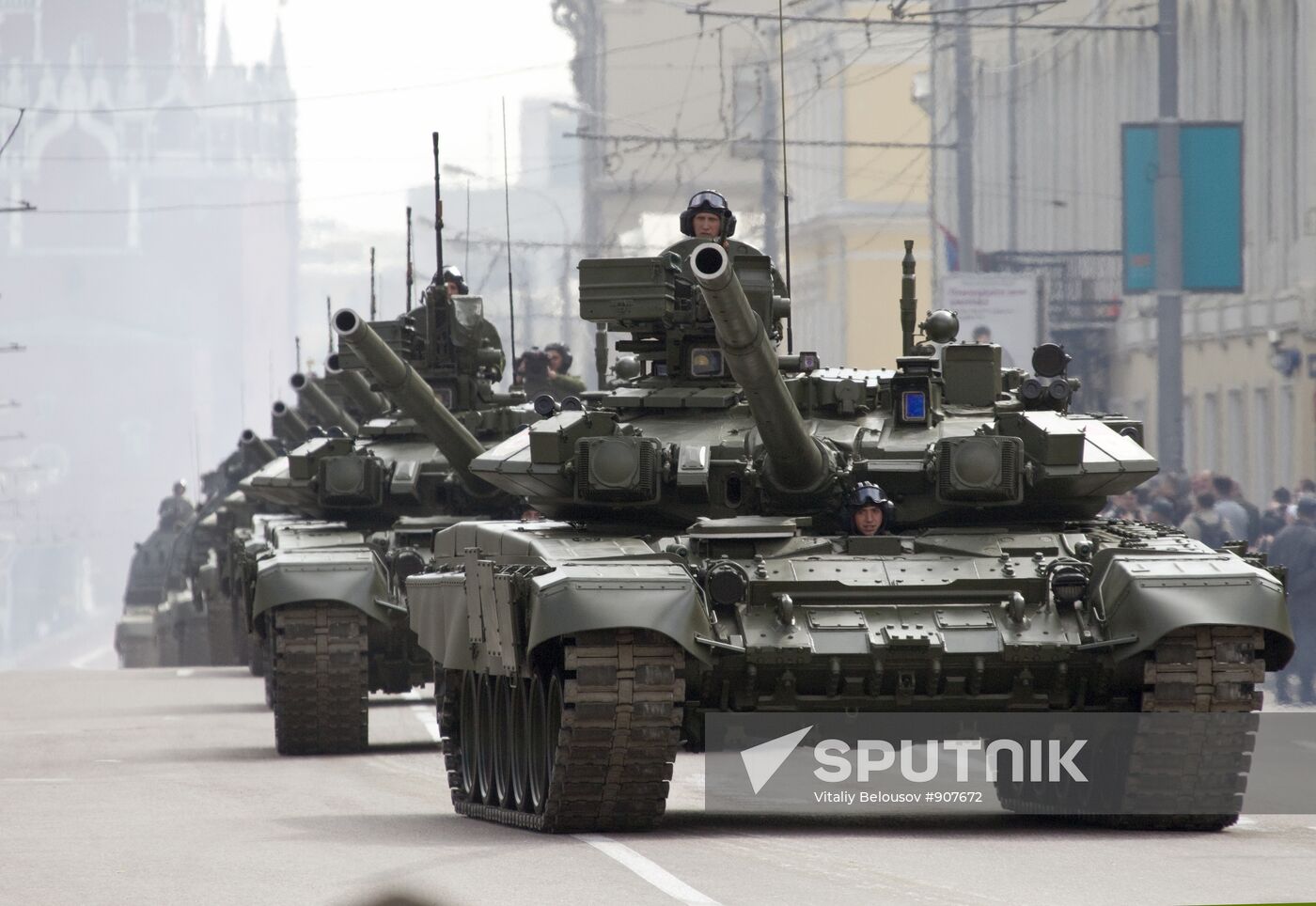Military vehicles in Moscow after Victory Parade rehearsal